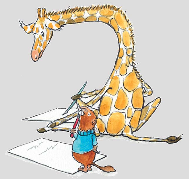 Giraffe schreibt