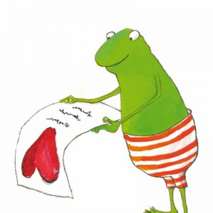 Postkarte Frosch mit Liebesbrief