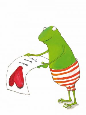 Postkarte Frosch mit Liebesbrief